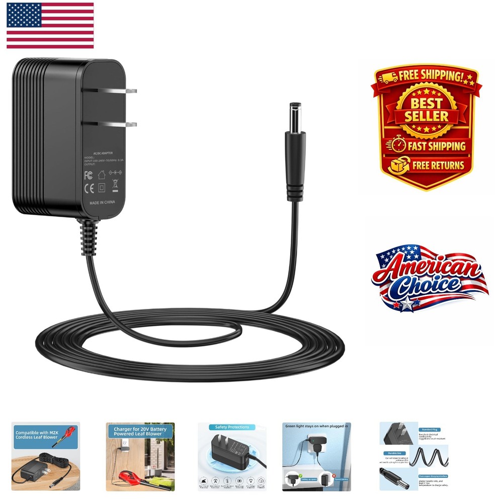 Versatile 20V Charger for MZK Leaf Blowers - Safe & Powerful Charging Solution