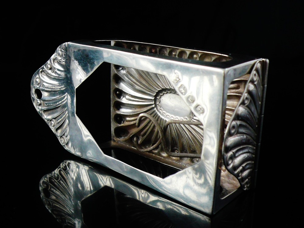 Unusual Sterling Silver Matchbox Holder Wall Mountable & Base Spring Loaded 1896