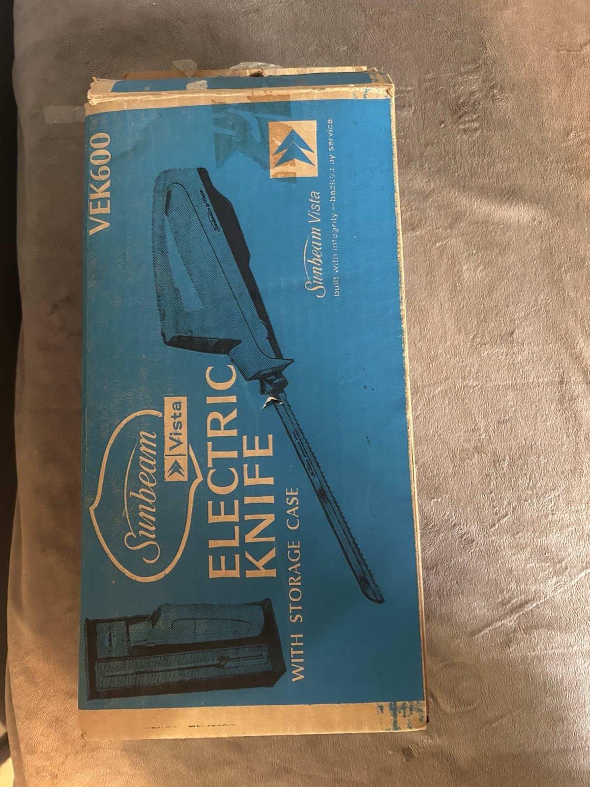 Vintage Sunbeam Vista Electric Knife With Storage Case Model VEK600 Original Box