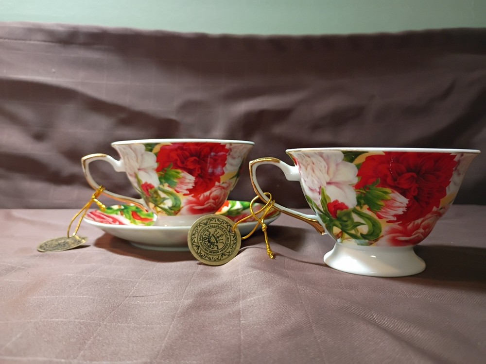 "Creative Ceramics"  (2 Tea Cups And Dish)
