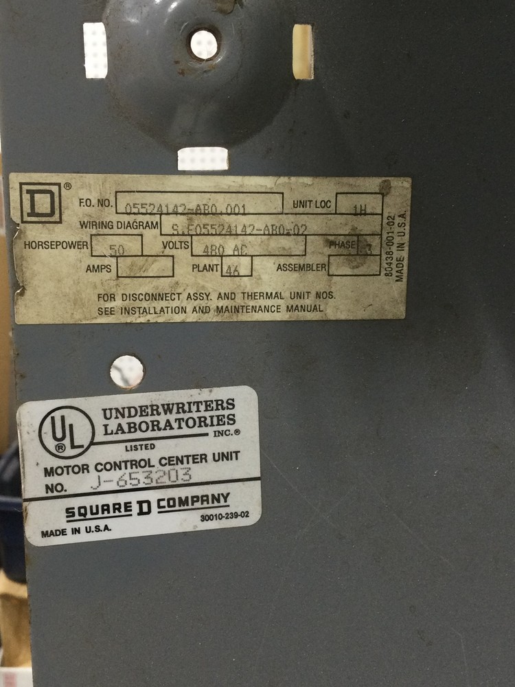 Square D Model 5 33" MCC Bucket