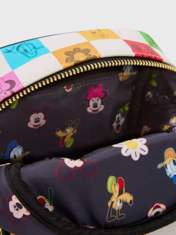 Loungefly Crossbody Bag Purse MICKEY & FRIENDS Checkered Rainbow Block White