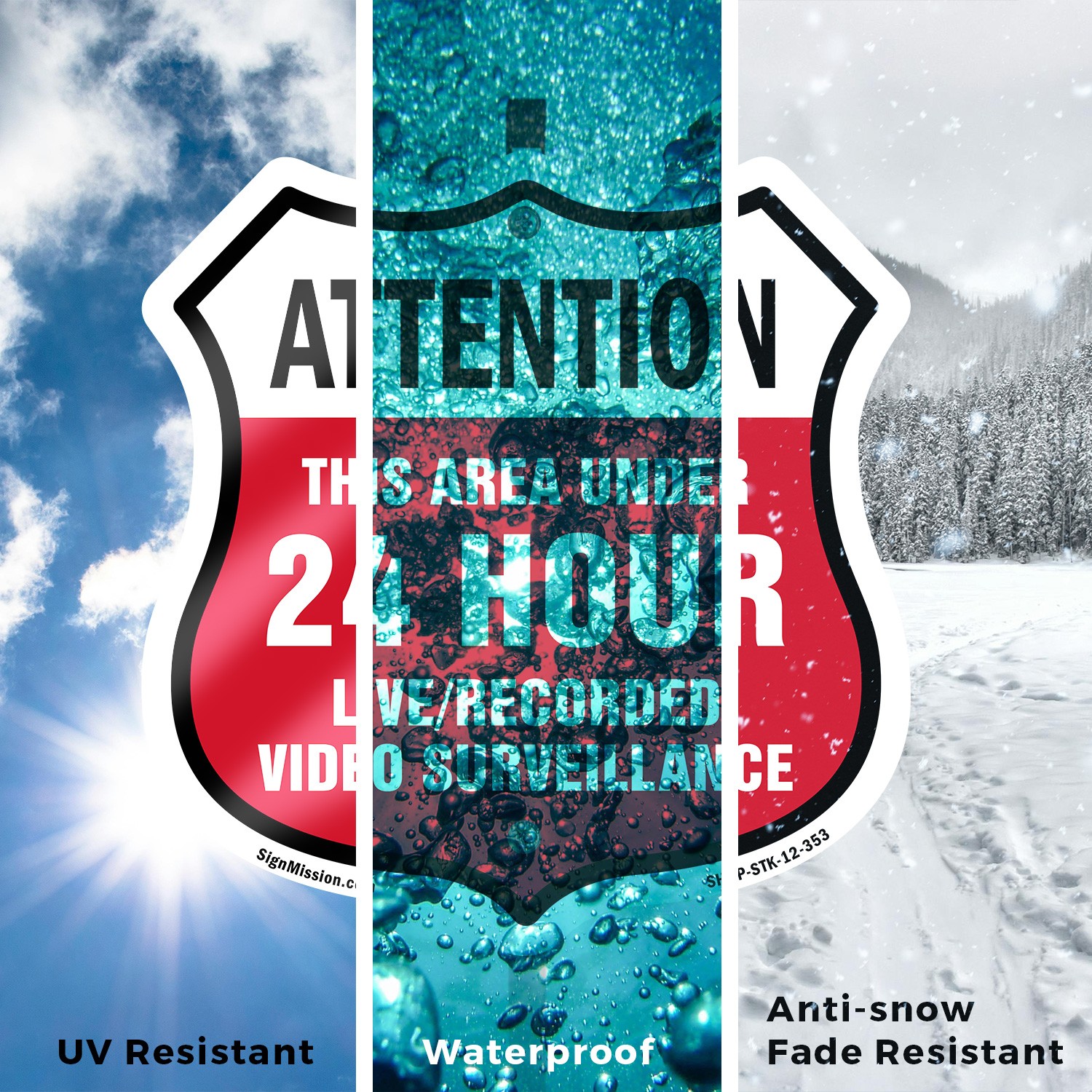 24 Hour Surveillance Shield Sign Attention This Area Und Shield Sign With Stake