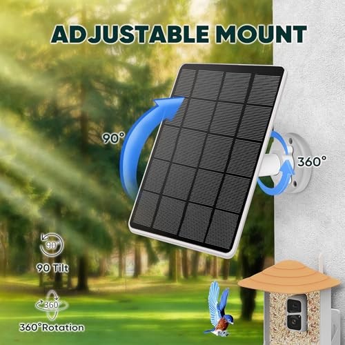 Solar Panel for Bird Feeder, Continuously 3W Power type c for bird camera
