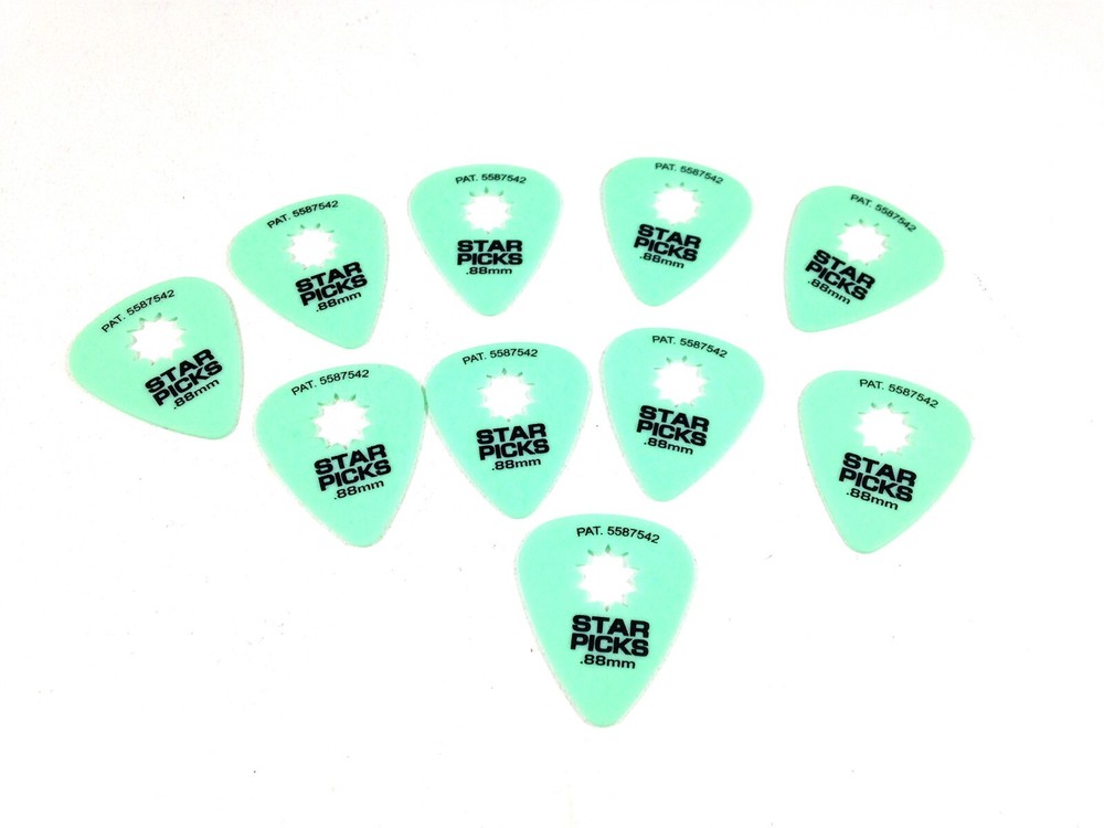Everly Star Guitar Picks 24 Pack .88mm Mint Green