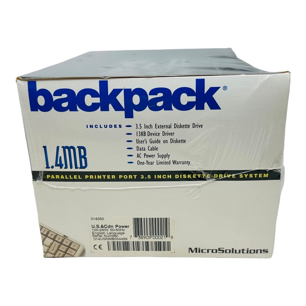 MICRO SOLUTION 014350 3.5" 1.44MB Floppy Drive Backpack NEW/FACTORY SEALED