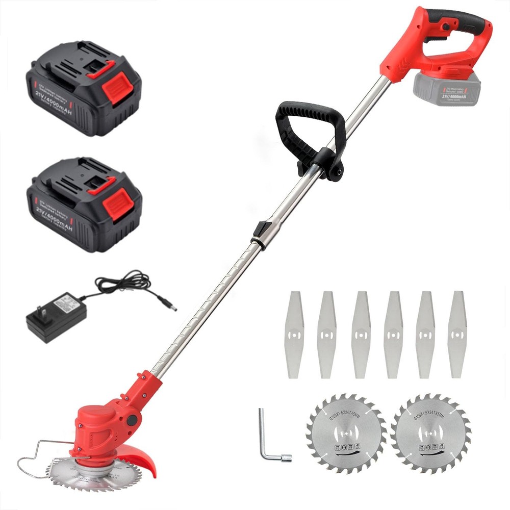 Weed Wacker Cordless Electric Brush Cutter Stringless Weed Eater with 2 Types...