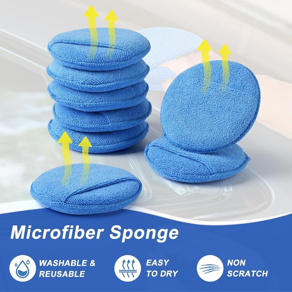 Wax Applicator Pad (8 Pack), 5 Inch Microfiber with Blue