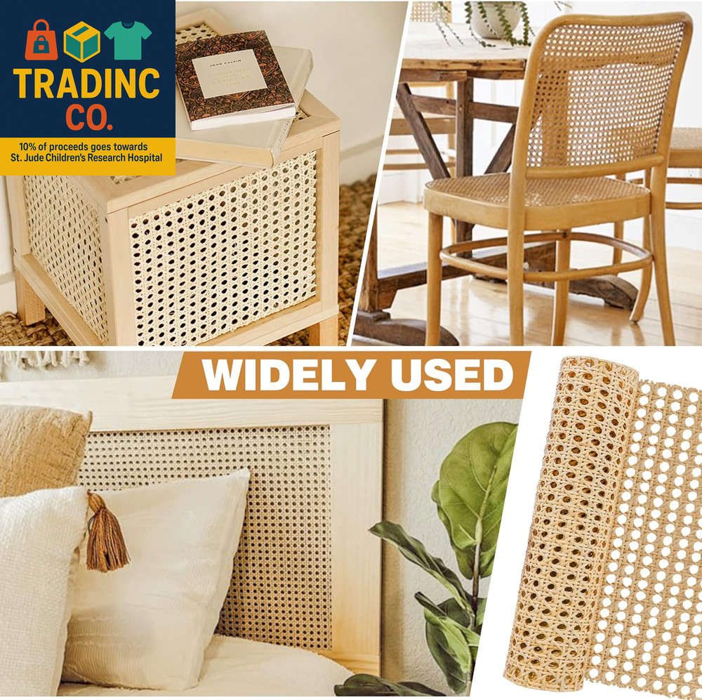 14" Width X 3.3 Feet Cane Rattan Webbing Roll for Caning Projects, Cane Webbing