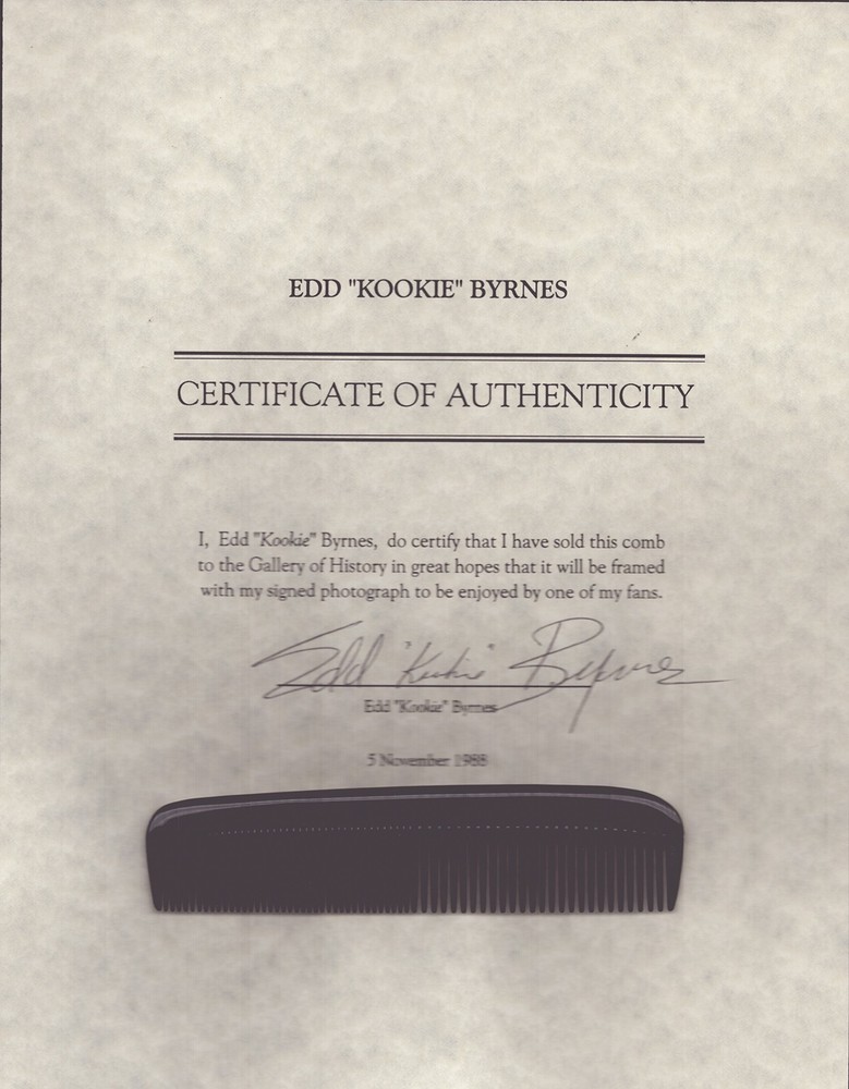 EDD "KOOKIE" BYRNES - DOCUMENT SIGNED 11/05/1988