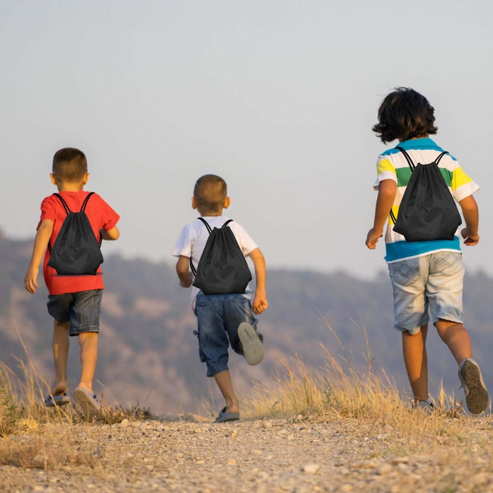 KUUQA 50Pcs Black Drawstring Backpack Bag Sack Drawstring Bags Bulk String Ba...