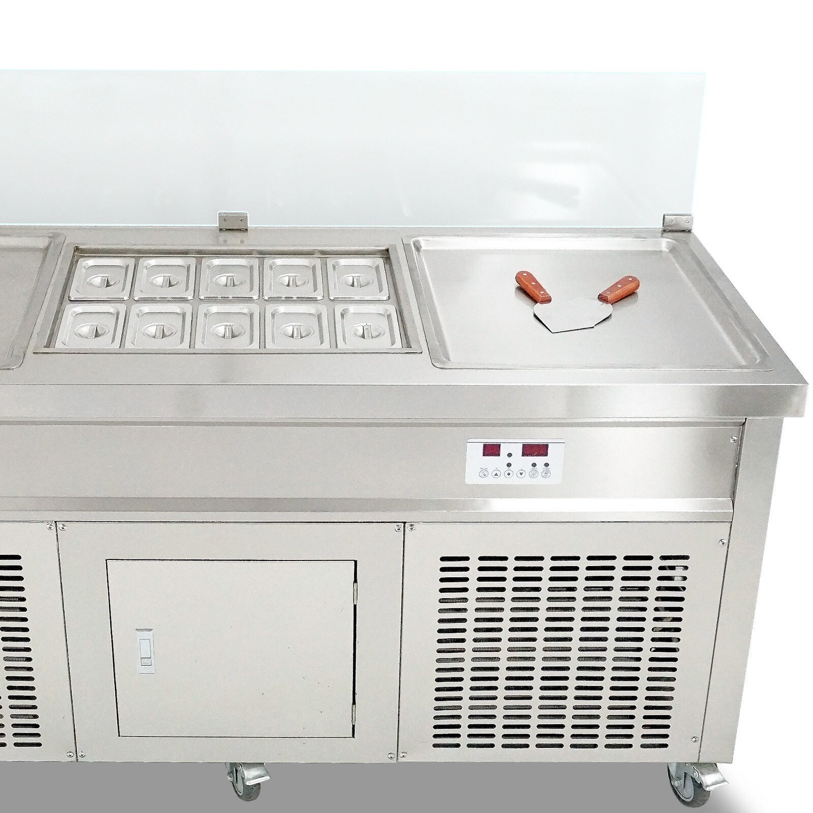 Commercial ETL Double Square Pans Fried ice Cream Machine, 10 refrigerated tanks