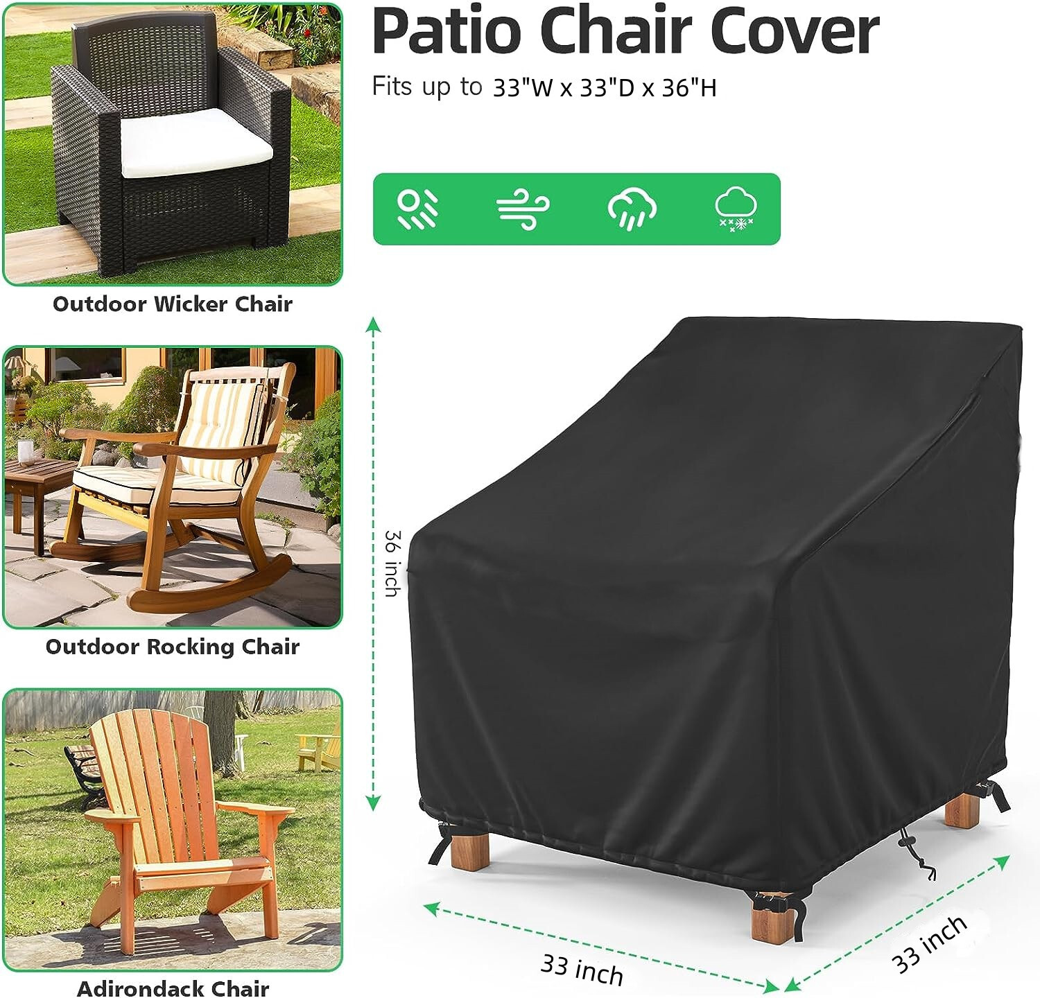 HBN 2 Pcs Outdoor Chair Covers, Patio Furniture Covers, Lawn Furnitures Covers