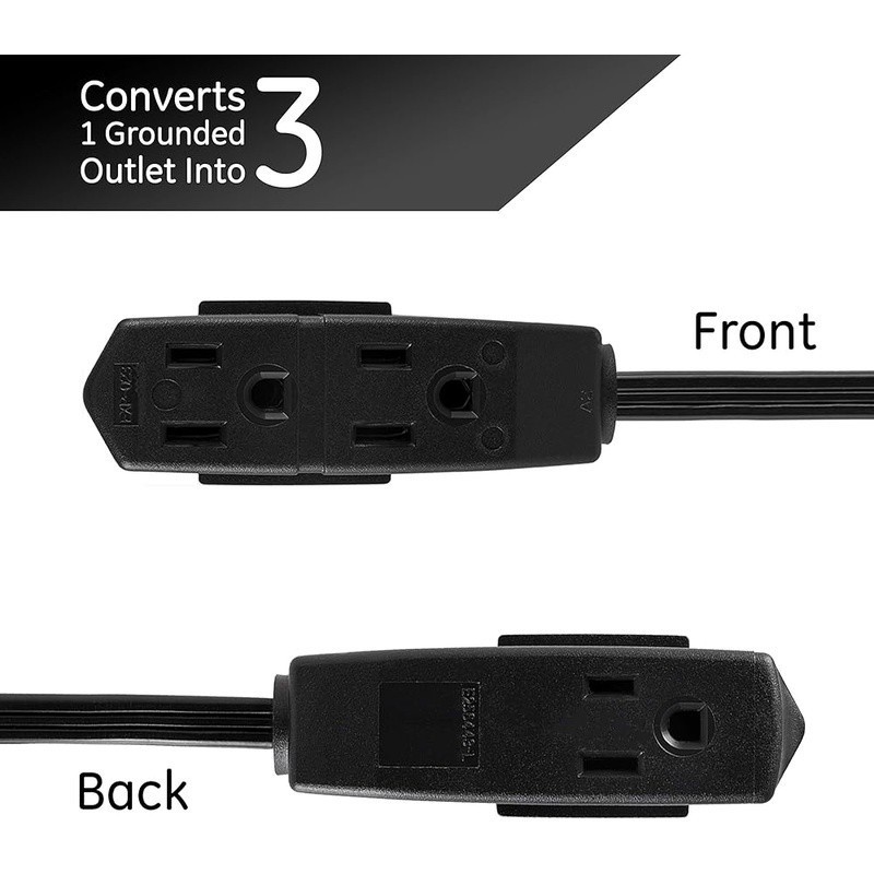 3 Outlet Power Strip W/ 8ft Cord Right Angle Flat Plug Space Saving Design New