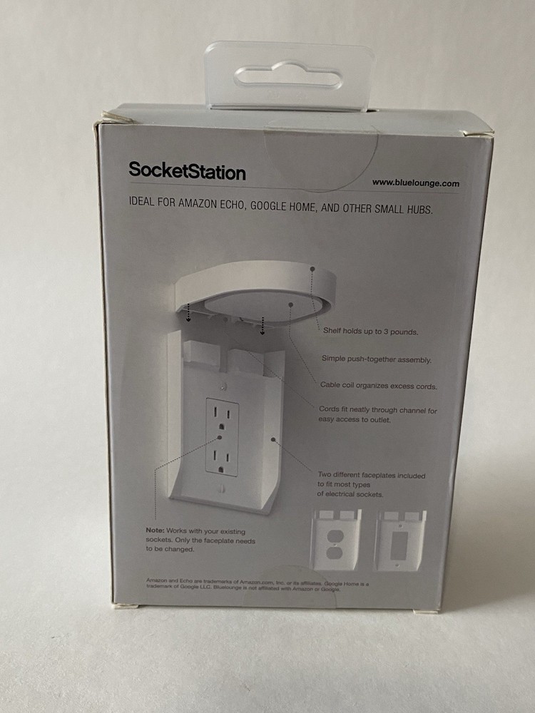 Bluelounge Socket Station Accessory Shelf With Cable Management Sealed New