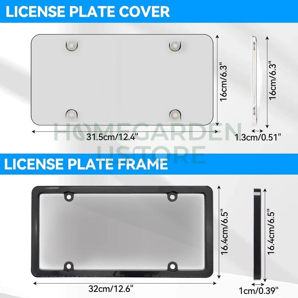 2X Unbreakable License Plate Covers+Frames Auto Tag Shield Protector Front Rear