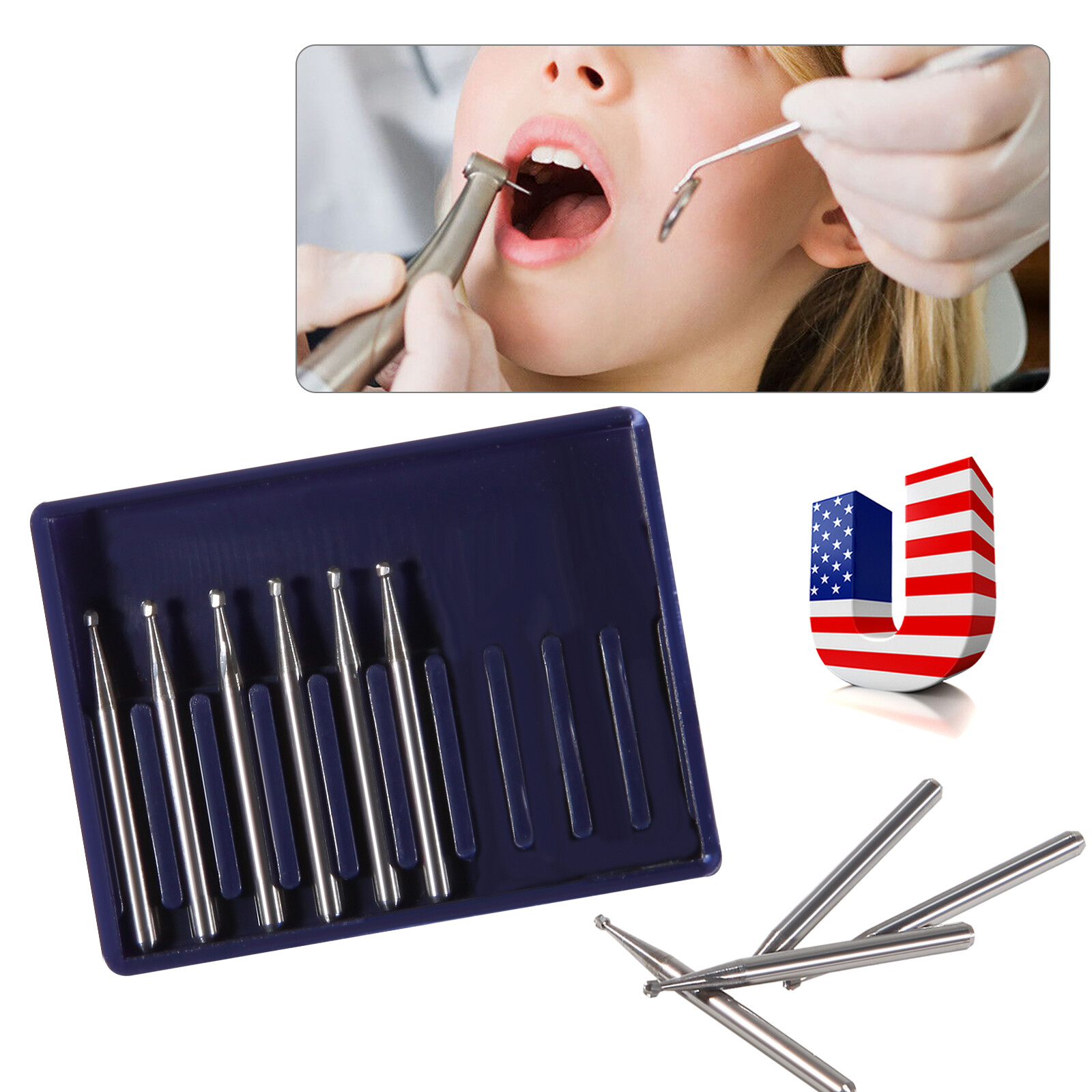 Dental FG Burs High Speed Handpiece Round Tungsten Carbide Tungsten Steel