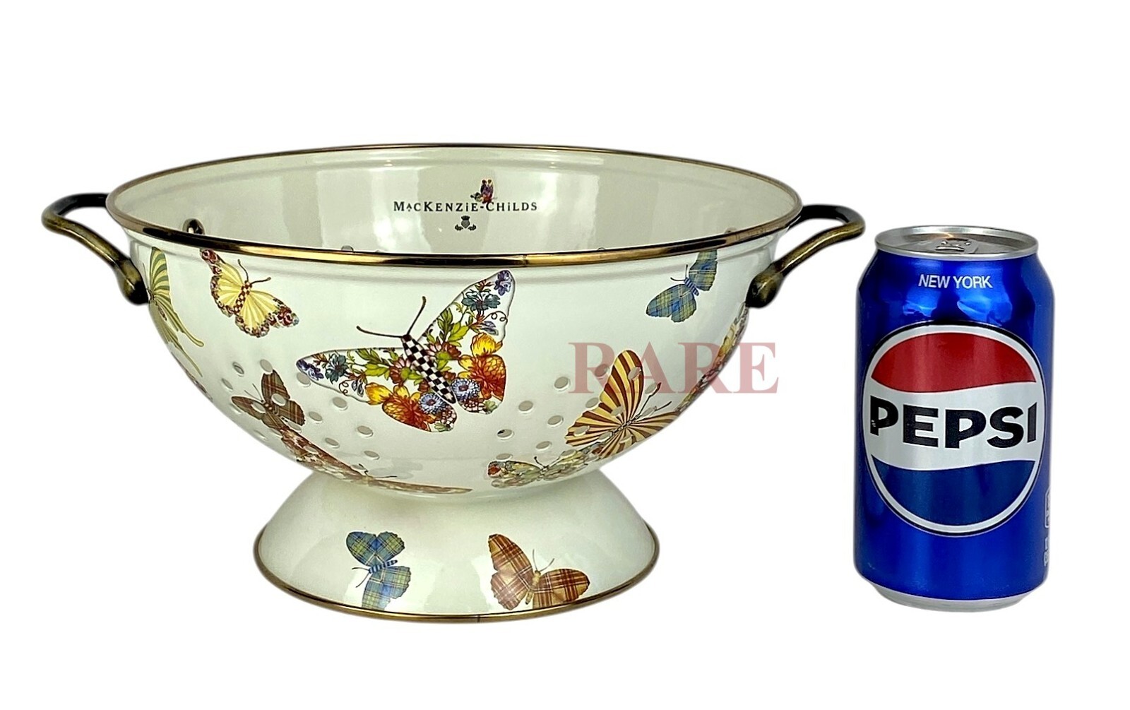 MacKenzie-Childs Butterfly Garden Large Colander White New No Box