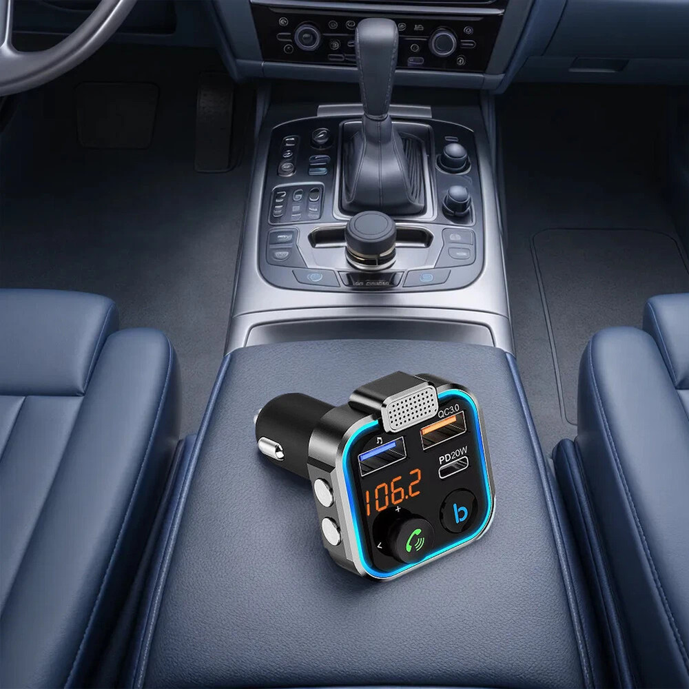 Wireless Bluetooth 5.0 FM Transmitter Adapter Type-C PD 20W Fast USB Charger