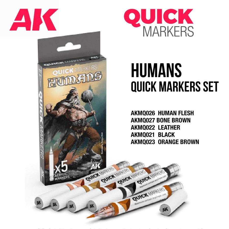 AK Interactive: Humans - QUICK MARKER Set - AKMQ103 - 5 Markers