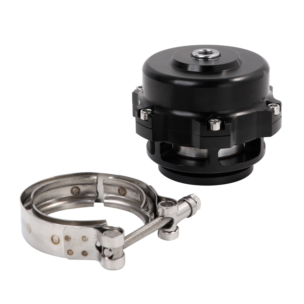 Universal Aluminum 50mm Blow Off Valve Dump Valve BOV with V-band Flange Black