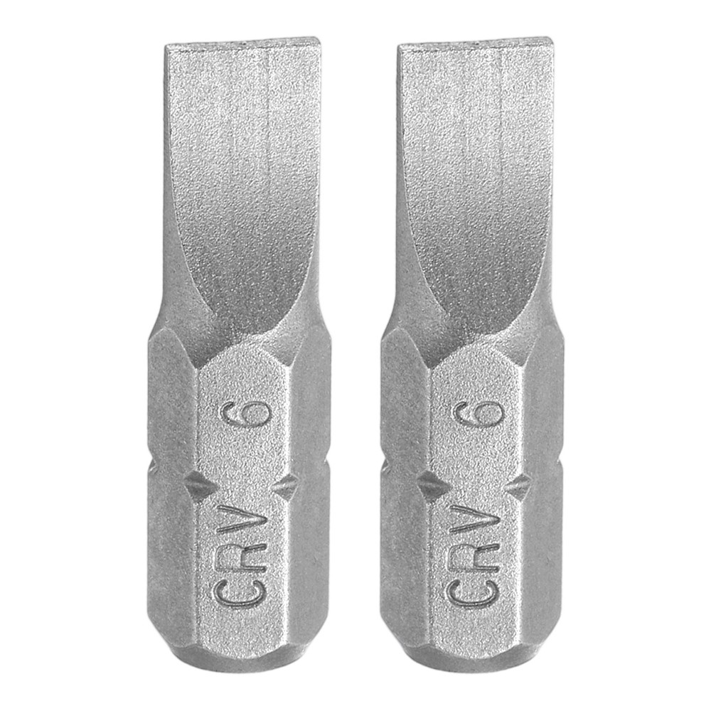 2pcs 1/4" Hex Shank SL6 Head 1" Length Flat Head Screwdriver Bit