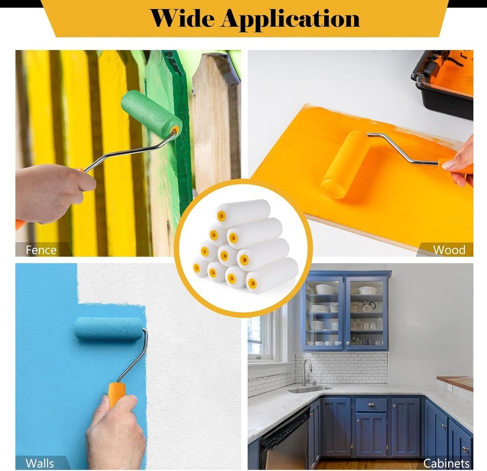 Foam Paint Rollers 10 Pack 4 Inch Paint Rollers Mini Paint Roller High Absorp...