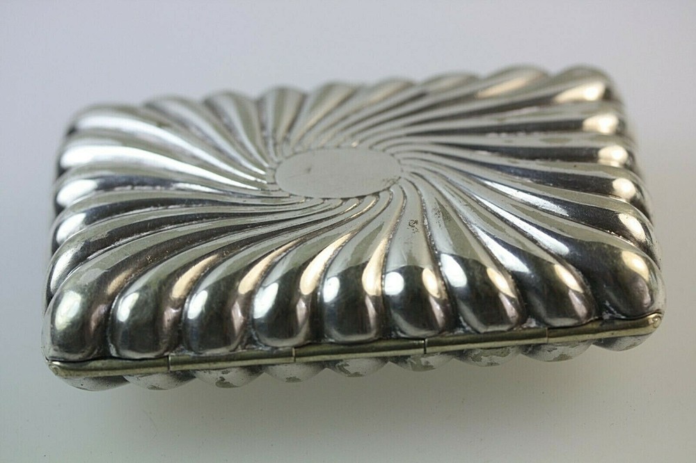 Antique Solid Silver Cigarette Case Golfer Enamel inset