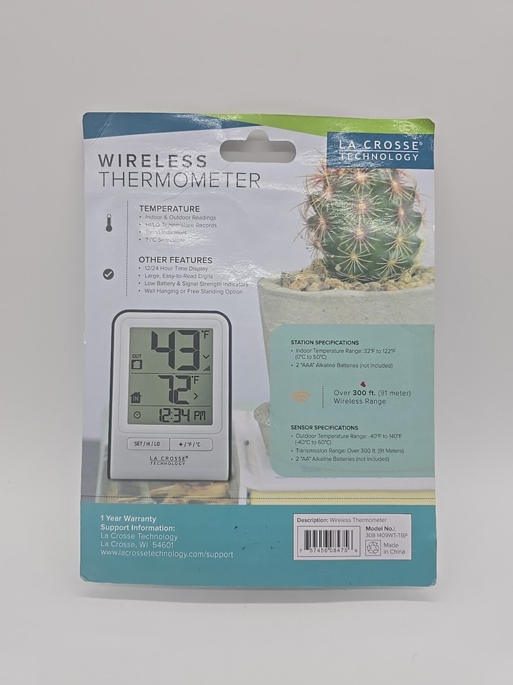 La Crosse Technology Wireless Thermometer Model 308-1409WT-TBP