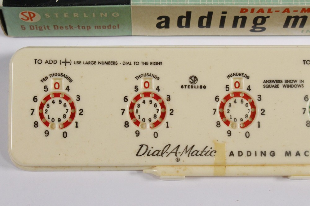 Sterling Dial-A-Matic Adding Machine Model 567 5 Dial 1950s NOS