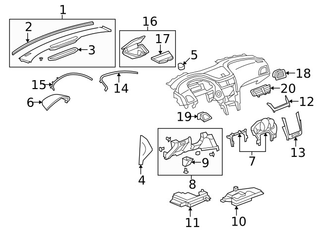 Graphite Silver Metallic Instrument Panel Accessory Upper Trim Panel (20762733)
