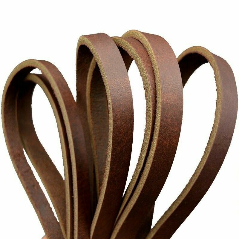 Genuine Real Leather Flat Cord Strap Rope String First Layer Cowhide Ribbon
