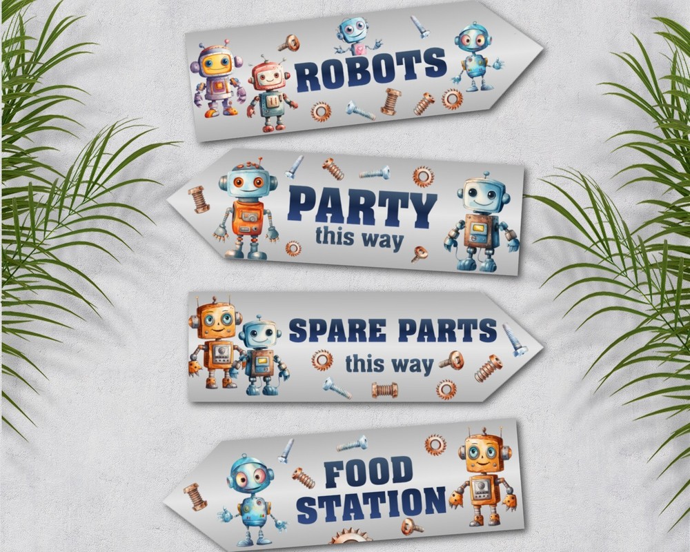 4 Robot Party Decoration Arrows