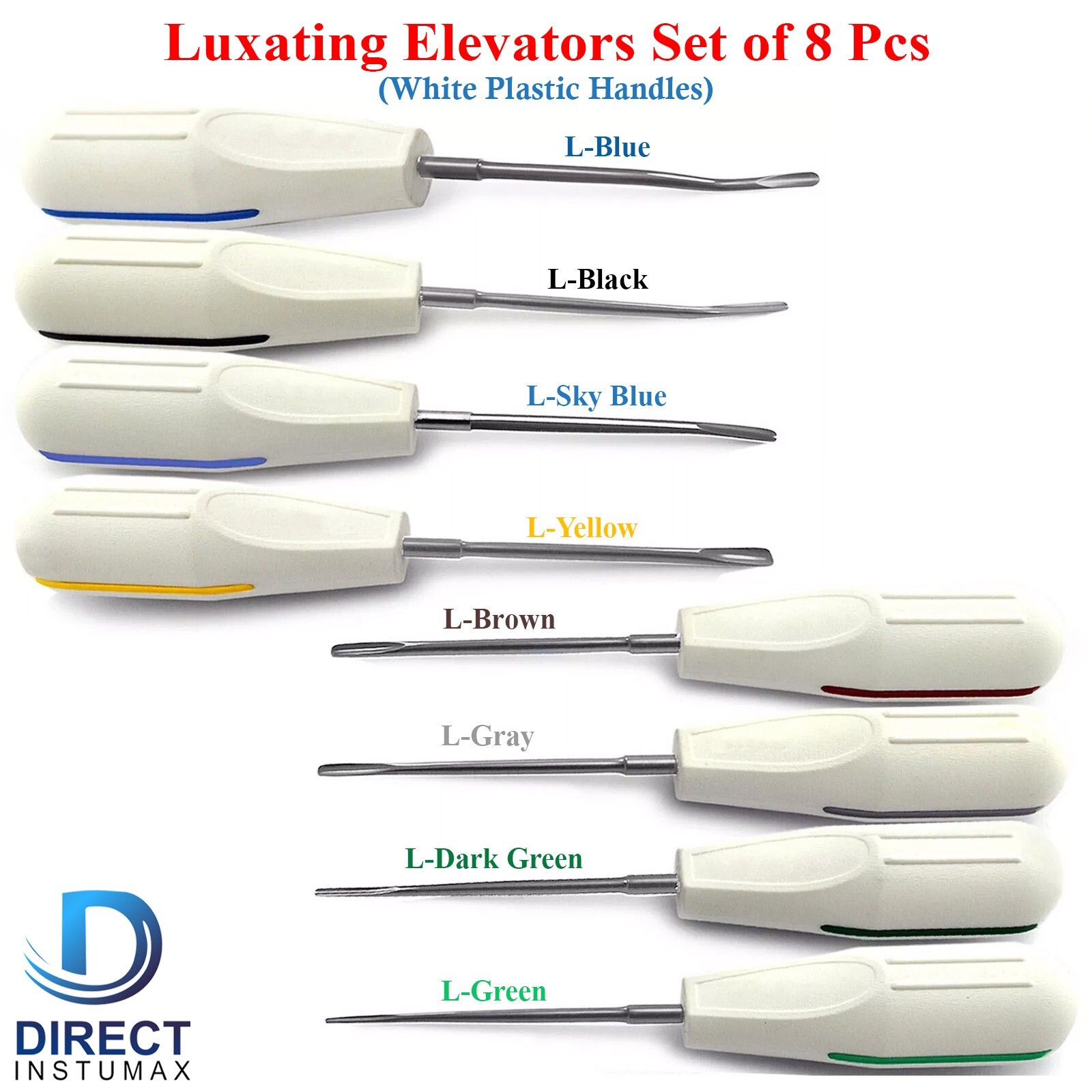 8 Pcs Dental Luxating Elevators Root Elevators Luxation Oral Surgery Extraction