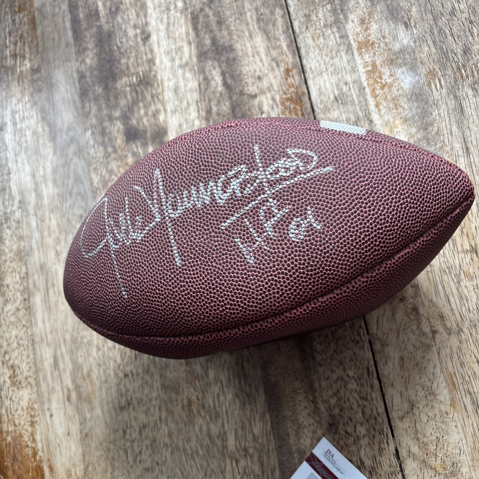 Jack Youngblood Signed Stat Football, JSA, Blood Inscription + HF 01