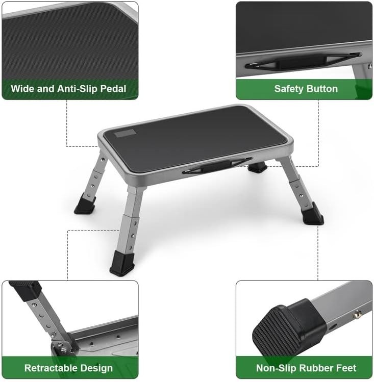 Foldable Step Stool with Non-Slip Platform - 330 Lbs Capacity, Portable Design