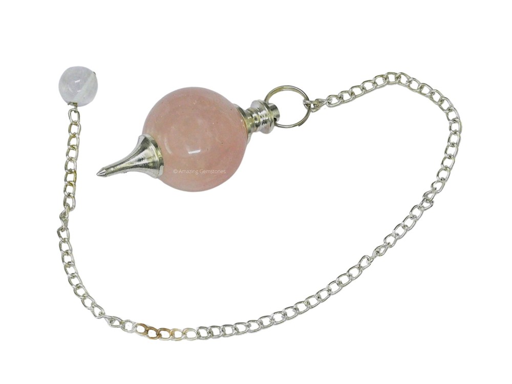 Rose Quartz Dowsing Crystal Ball Pendulum