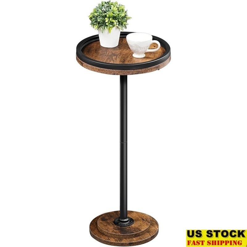 Petite Round Side Table Vintage Accent Table Drinks Plant Stand Easy Assembly US