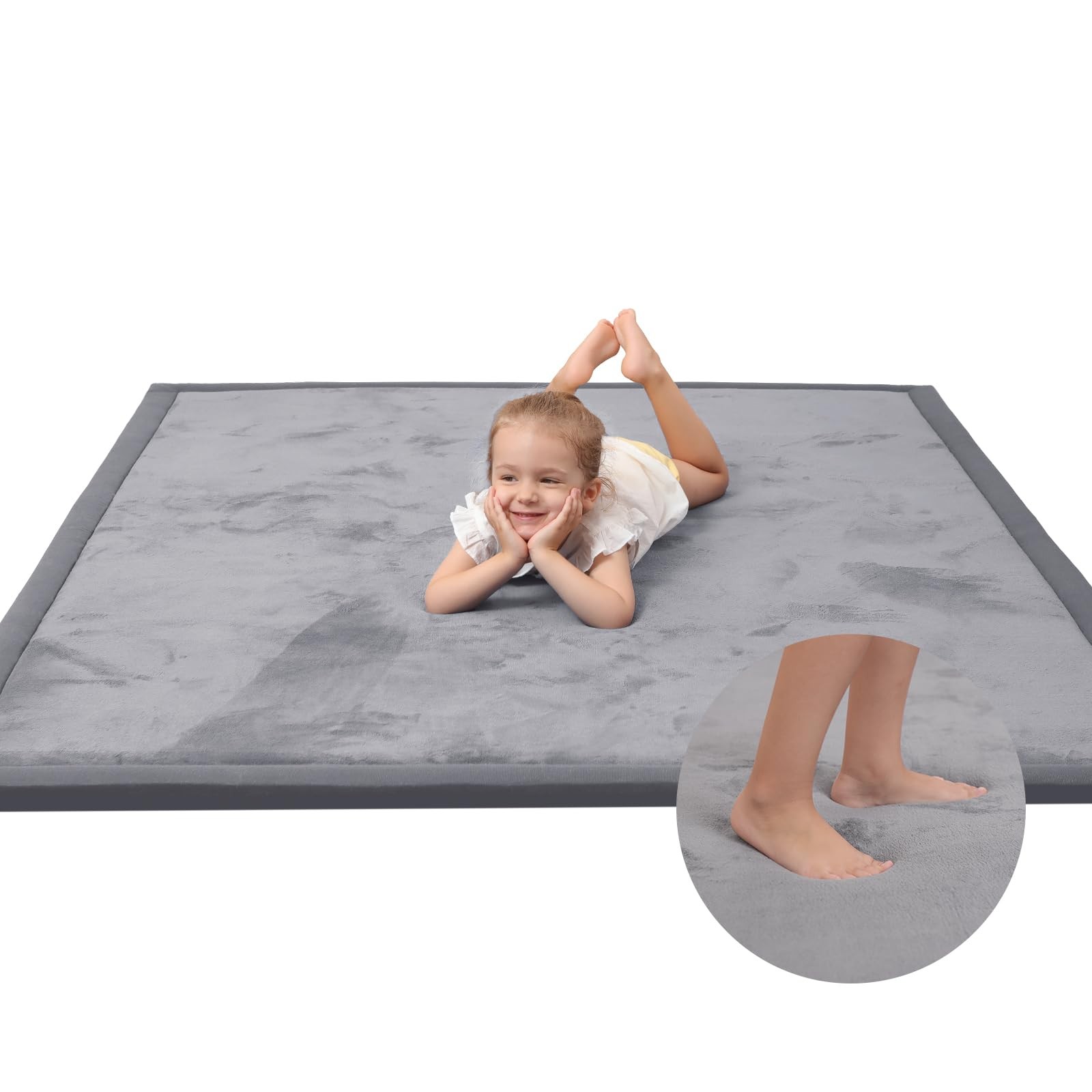 Baby Play Mat for Floor,1.3" Thick Memory Foam Tummy Time Mat,Soft Coral Velv...