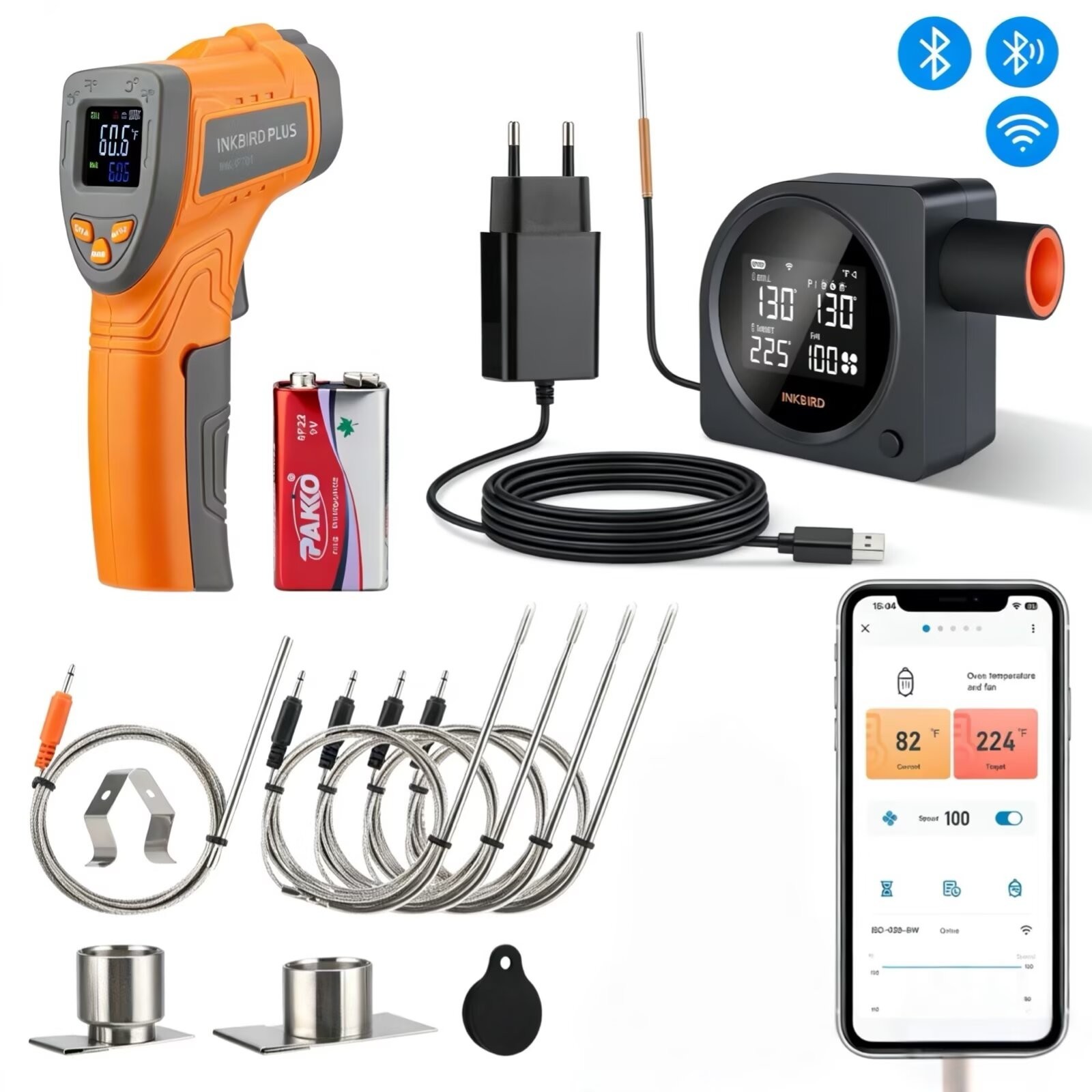INKBIRD Automatic Smoker Fan Controller WiFi Bluetooth Infrared Thermometer Gun