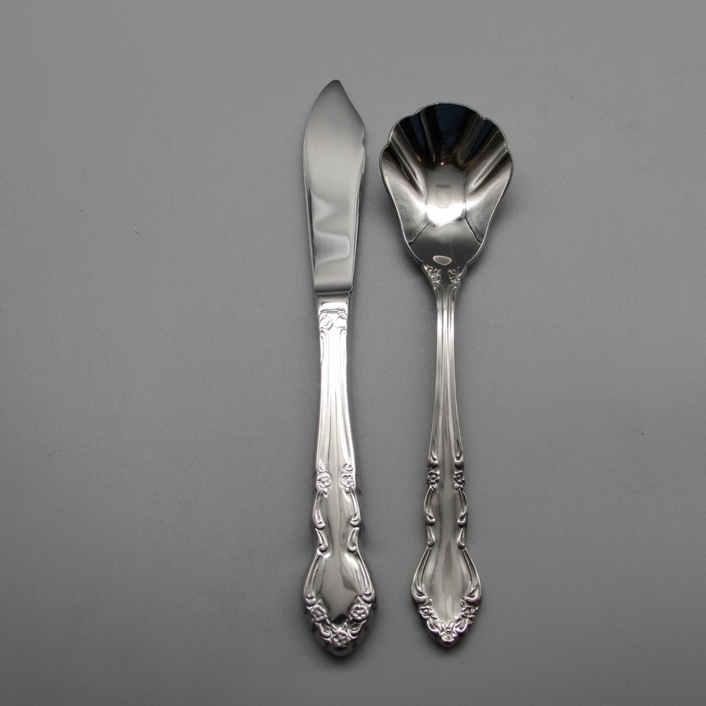 Oneida Stainless Flatware DOVER (GLOSSY)  Butter & Sugar Set  - N/O