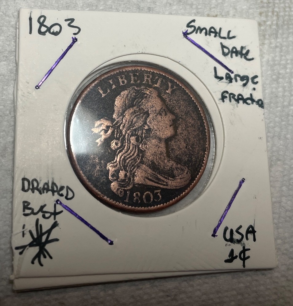 1803 Draped Bust Cent Small Date, Large Fraction