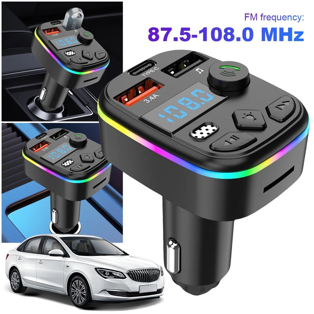 Hands Free Wireless Car Kit Car MP3 Player Bluetooth-Compatible 5.3 Support