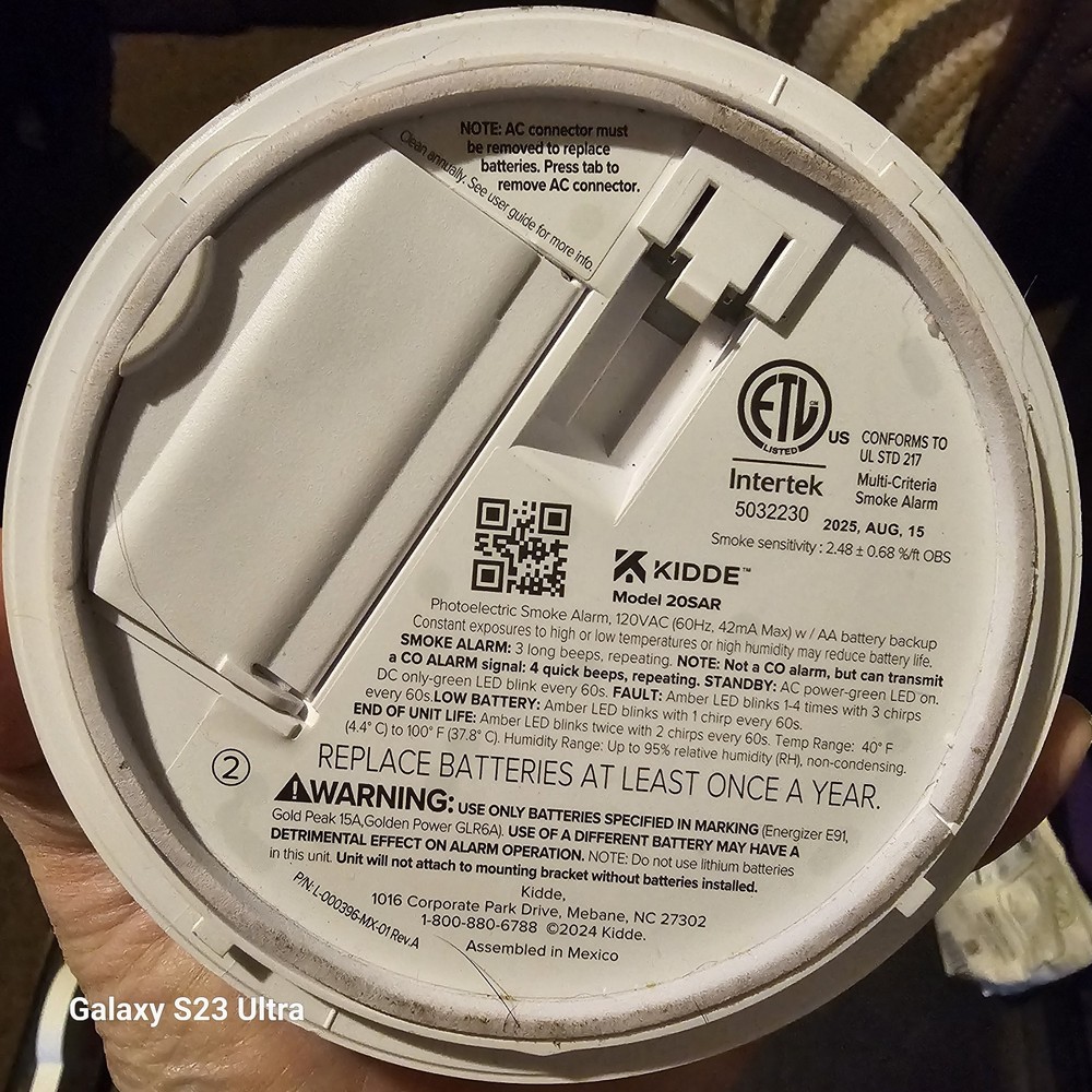 Kidde 20SAR Hardwired Interconnected Smoke Detector w/Photoelectric Sensor E49