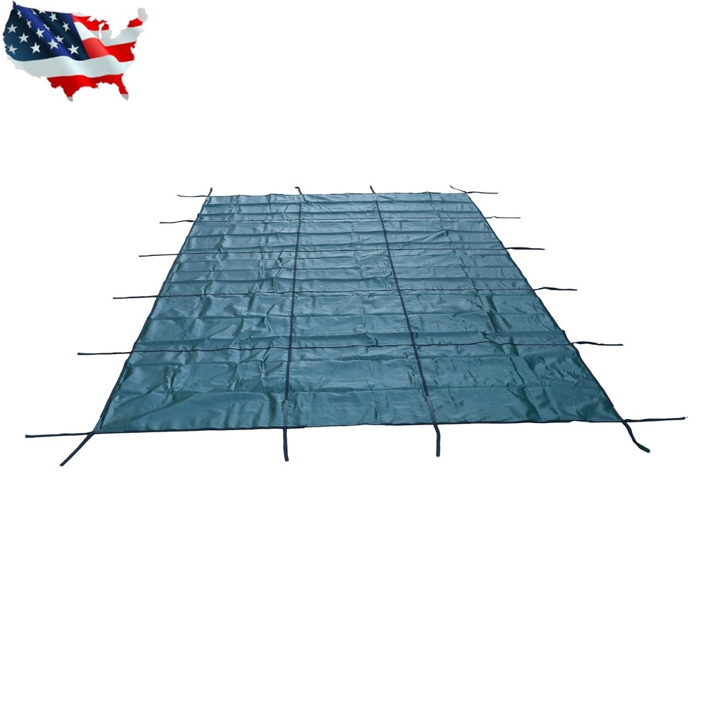 18x32FT Rectangular Inground Pool Safety Cover Solid Green Mesh for 16x30ft Pool