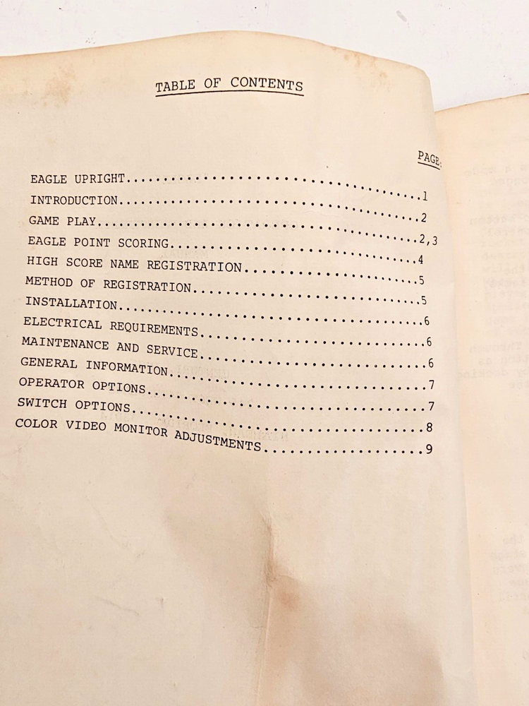 CENTURI EAGLE VIDEO GAME REFERENCE MANUAL