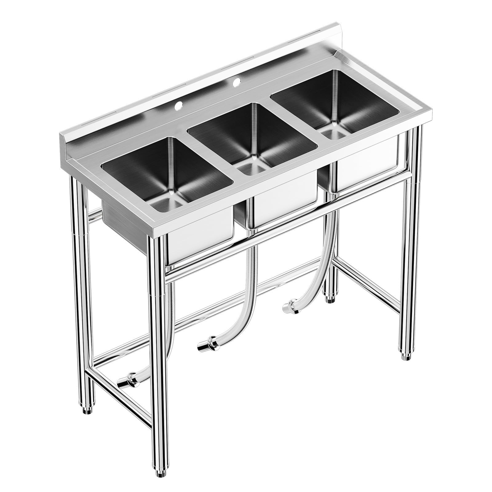 Freestanding 3-Compartment NSF Sink | Stainless Steel, Commercial Grade
