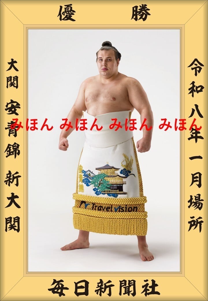 Pre-Order Sumo AONISHIKI Picture frame with photo January Basho Champion