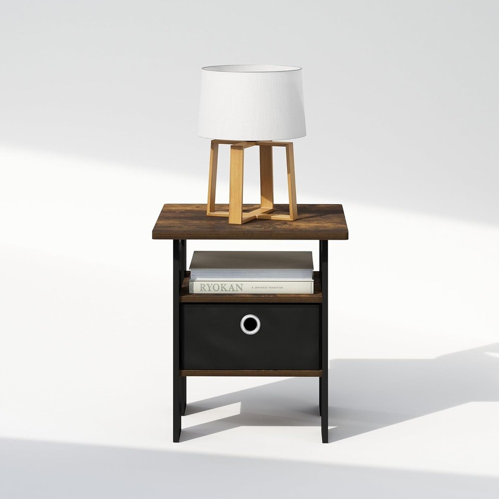 TIDUR Night Stand Open Shelf Design Nightstand W/ Storage Bin Bedside Table End
