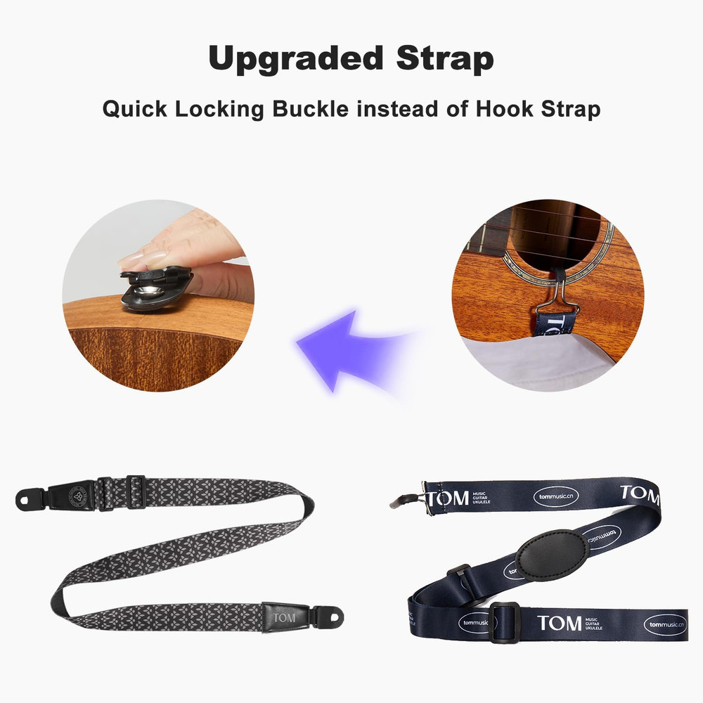 26” Tenor Ukulele – Solid Top Mahogany Includes Quick Locking Strap, Professiona